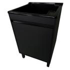 Tanque de lavar Fibra 40L Com Gabinete MDF Preto 54cm Base Torneira de Mesa