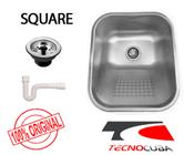 Tanque de sobrepor Square 34x40 -  INOX 304 - Escovado + válvula + sifão