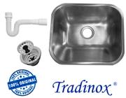 Tanque Inox 40x34 (AÇO 304) - ACETINADO - TRADINOX + sifão + válvula