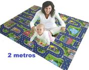 Tapete 2 Metros Colchonete de Atividades Infantil Emborrachado Cidade com Ruas 200x130cm