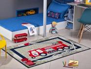 Tapete Antialérgico Quarto Menino Infantil 100x150 Bombeiro - Lancer