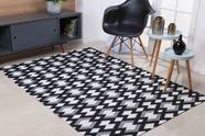 Tapete Antiderrapante Em Jacquard Geométrico 2,00 x 1,40  - Double Preto