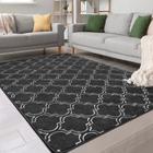 Tapete Area Chicrug Shag Geometric Modern 160x200cm cinza escuro/branco