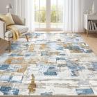 Tapete Area Kakania Abstract Living Room 180x270cm Azul Dourado