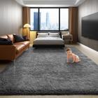 Tapete Area Ophanie 4x6 Grey Fluffy Shag Tapete para quarto