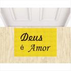 Tapete Capacho Decoração Deus é Amor 60X40 cm Amarelo.