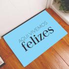 Tapete Capacho Personalizado Divertido Vivemos Felizes Azul Bebe