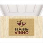 Tapete capacho vinil trouxe vinho cor bege.