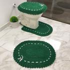 Tapete de Banheiro Crochê 3 Peças Cores Variadas Jogo Neutro Artesanal Decoração Básico Tricô