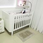 Tapete De Banheiro Quarto Kids Infantil Bebê Algodão Retangular Vizapi Chevron 50x80Cm Cinza Gris Branco