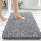 Tapete de banho OLANLY Chenille Extra Macio Absorvente 30x20cm Cinza