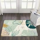 Tapete de banho Uphome Green Botanical Estampado Antiderrapante 2'x3'