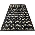 Tapete de couro preto branco chevron 1,50x2,50 com bordas