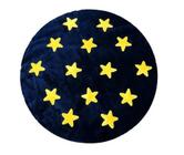 Tapete de Pelúcia- Estrelas Amarela - Redondo - 1,10 x 1,10 m - Azul Marinho