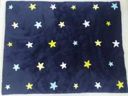 Tapete de Pelúcia Estrelas Brancas - 1,50 x 1,00 m - Azul Marinho