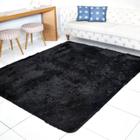 Tapete de Sala 1,00m x 1,40m Peludo Felpudo - Preto Liso