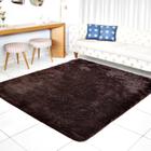 Tapete de Sala 2,00m x 1,40m Peludo Felpudo - Marrom Liso