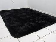 Tapete de Sala Felpudo Peludo Antiderrapante 2,00m x 2,40m - Preto Liso