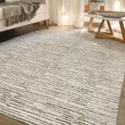 Tapete de Sala Quarto 2,00m x 1,40m Antiderrapante Emborrachado Decoração Bege Rústico Boho Artesanal Tear Jacquard