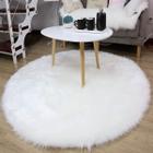 Tapete Decorativo De Pelúcia Pelo Alto Redondo 80Cm Branco