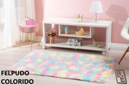 Tapete Felpudo Infantil 1.00 x 1.40 Colorido Quarto de Bebe Menina Rosa Tay Day