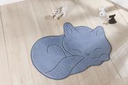Tapete Formato com Antiderrapante Gato Soneca - 88 cm x 62 cm - Cinza