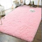 Tapete grande sala e quarto 2,0 x 1,4 m peludo pelo alto rosa