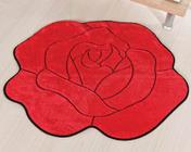 Tapete Infanti Pelúcia Decorativo Flor Rosa - Vermelho