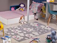 Tapete Infantil Quarto Feminino Menina Nuvem Cinza 80x50cm Lancer