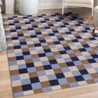 Tapete Jacquard Geo Látex 1,35 m x 1,00 m Antiderrapante Pequeno Emborrachado Sala Quarto