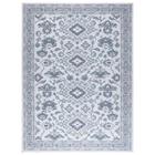 Tapete Medalhão Floral Retangular 250x200Cm Funcional Antiderrapante Jacquard Cinza Azul - ClickLar