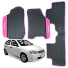 Tapete para Corsa 2002 a 2012 Borracha Preto com Detalhe Rosa Jogo 3 Peças Automotivo