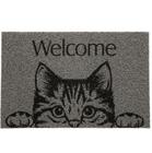 Tapete para Entrada Super Pint Cinza Welcome Gatinho 40x60cm - Kapazi