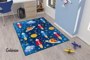 Tapete Para Quarto Crianca Infantil 1,00 x 1,40m Foguete Galaxia Azul - M&C ENXOVAIS