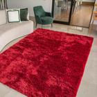 Tapete para Sala Luxo Confort Peludo Retangular Vermelho Casen