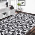 Tapete para Sala Quarto Antiderrapante Geometrico Estampado Preto - CASA DONA