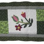 Tapete Patchwork Verde Cozinha Quarto Flores Coloridas 100%