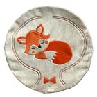 Tapete Pelúcia Raposa Fox 90cm x 90cm Redondo Decorativo Quarto Infantil Base Emborrachado - Palha