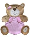 Tapete Pelúcia Ursa Abraço 1,30m x 1,05m Decorativo Quarto Infantil Base Emborrachado - Rosa