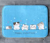 Tapete Pet para Comedouro Happy Valentines Azul com Gatos