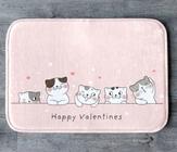 Tapete Pet para Comedouro Happy Valentines Rosa com Gatos