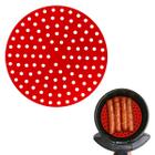 Tapete Protetor Vermelho Silicone Redondo Fritadeira Air Fryer Reutilizável