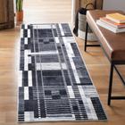 Tapete Runner Bloom Rugs Mysia lavável em preto/marfim geométrico 80x210 cm