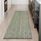 Tapete Runner LEEVAN lavável 60x150cm de algodão verde reversível