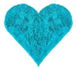 Tapete Sala Felpudo Peludo Azul Turquesa Coração 140 cm