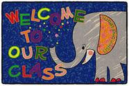 Tapetes emblemáticos infantis Tapete de boas-vindas multicolorido para sala de aula ou sala de aula para crianças, sala de crianças e sala de jogos ou tapete de entrada, 2 'x 3', elefante