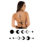 Tatuagem Temporária Cartela Vertical Dividida Fases Lunar