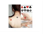 Tatuagem Temporária Delicada Cartela Poker Carta Baralho