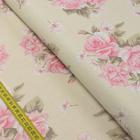 Tecido Estampado para Patchwork - Classique : Rosas Grandes Fundo Bege (0,50x1,40) - Fernando Maluhy