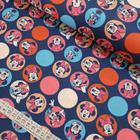 Tecido Estampado para Patchwork - Disney: Minnie Azul e Rosa (0,50x1,50)